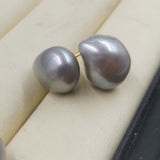 ELEISPL JEWELRY 12mm Baroque Gray Fresh Water Pearl Silver Studs Earring