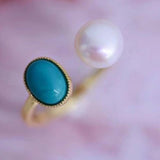 wholesale 15 PCS Freshwater pearl & green stone rings