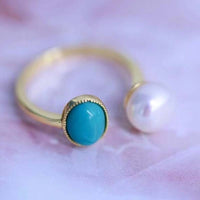 wholesale 15 PCS Freshwater pearl & green stone rings