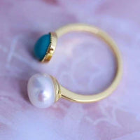 wholesale 15 PCS Freshwater pearl & green stone rings