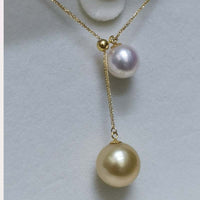 Gorgeous 10mm Gold South Sea Water Pearl Akoya White Pearl Pendant G18K Necklace Wedding Jewellry