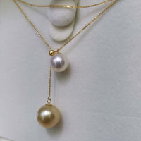 Gorgeous 10mm Gold South Sea Water Pearl Akoya White Pearl Pendant G18K Necklace Wedding Jewellry