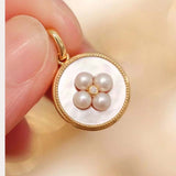 NEW wholesale 10 pcs Big Sea water mother of pearl & small white freshwater pearl pendants s925