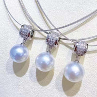 Wholesale 10 PCS 11MM Round White KASUMI Freshwater Pearl Pendant 14K GOLD Filled Necklace