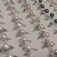 New Wholesale 100 PCS Fresh Water Pearl Rings Mix Style Women's Jewelry