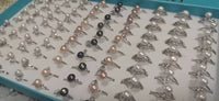 New Wholesale 100 PCS Fresh Water Pearl Rings Mix Style Women's Jewelry