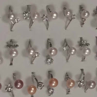 New Wholesale 100 PCS Fresh Water Pearl Rings Mix Style Women's Jewelry