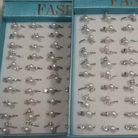 New Wholesale 100 PCS Fresh Water Pearl Rings Mix Style Women's Jewelry