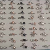 New Wholesale 100 PCS Fresh Water Pearl Rings Mix Style Women's Jewelry