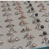 New Wholesale 100 PCS Fresh Water Pearl Rings Mix Style Women's Jewelry