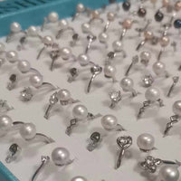 New Wholesale 100 PCS Fresh Water Pearl Rings Mix Style Women's Jewelry