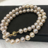 {ELEISPL] NEW 7.5-8mm Round Freshwater Pearl Natural Color Necklace #22010084