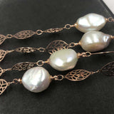 ELEISPL JEWELRY 136CM Sweater Chain Flat FW Pearls Necklace 12-13mm White #22010402-13