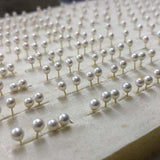 【ELEISPL] 10 Pairs AAA Small 3MM Round White Pearls Studs Earrings 18K Gold