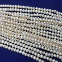 ELEISPL Newly Lots 20 Strands 4-5mm Near Round Potato White Freshwater Pearls Strings