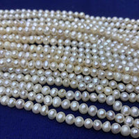 ELEISPL Newly Lots 20 Strands 4-5mm Near Round Potato White Freshwater Pearls Strings