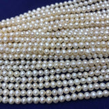 ELEISPL Newly Lots 20 Strands 4-5mm Near Round Potato White Freshwater Pearls Strings