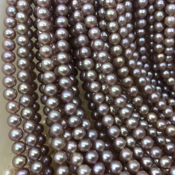 ELEISPL JEWELRY Lots 10 Strands Fne Pearl Beautiful Purple Pearls Strings 5.5-6mm Round Lavender Pearl Full Hole