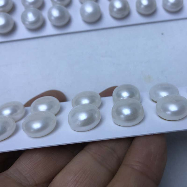 ELEISPL JEWELRY 13-14MM Half Drilled Buttion Freshwater Pearl For Earrings Pendant Ring