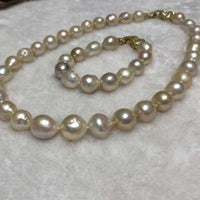 ELEISPL JEWELRY 12-14MM Nucleated Pearl Set 50cm Necklace 8" Bracelet #2300030-7