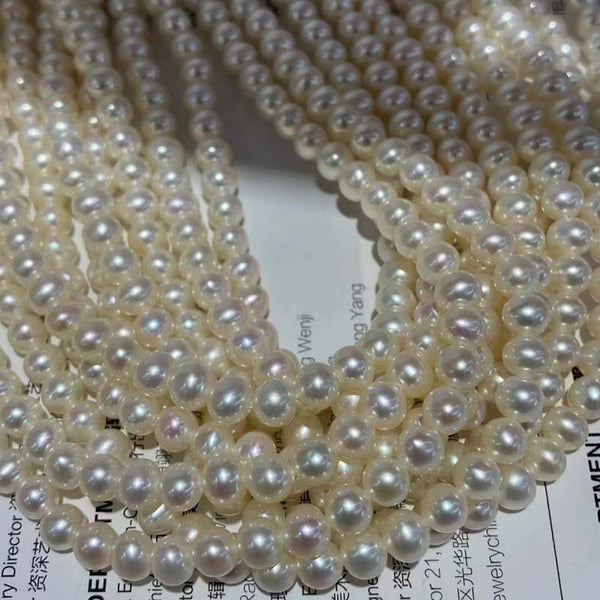 ELEISPL JEWELRY High Quality  5 Strands 4.5-5mm White Near Round Freshwter Pearl