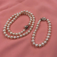 ELEISPL JEWELRY Wholesale 7-8mm White Pearl Necklace Bracelet Or Sets With Pearls Clasp