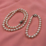 ELEISPL JEWELRY Wholesale 7-8mm White Pearl Necklace Bracelet Or Sets With Pearls Clasp