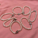 ELEISPL JEWELRY Wholesale 7-8mm White Pearl Necklace Bracelet Or Sets With Pearls Clasp