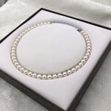 ELEISPLJEWELRY AAA Stunning 8mm Round White FW Pearls Necklacce 40CM 42CM 14K Gold Clasp