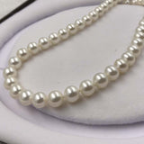 ELEISPLJEWELRY AAA Stunning 8mm Round White FW Pearls Necklacce 40CM 42CM 14K Gold Clasp