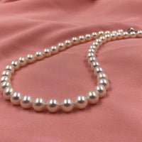 ELEISPLJEWELRY AAA Stunning 8mm Round White FW Pearls Necklacce 40CM 42CM 14K Gold Clasp