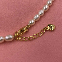 ELEISPL JEWELRY 10Qty Love Heart Shape Pendant Genuine Rice Pearls Necklace 4-5mm White Beads G14K Filled