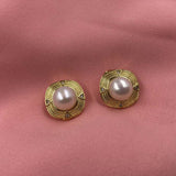 ELEISPL JEWELRY   10 Pairs 8-9mm White Pearl Clip Earrings G14K Filled