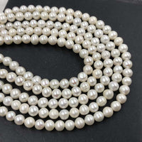 ELEISPL JEWELRY 10 Strands 7-8mm Near Round White FW Pearls Loose Strings