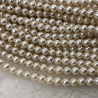 ELEISPL JEWELRY 10 Strands 7-8mm Near Round White FW Pearls Loose Strings