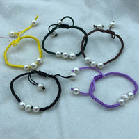 Mixed natural baroque freshwater pearl bracelets handcraft cord can adjust length