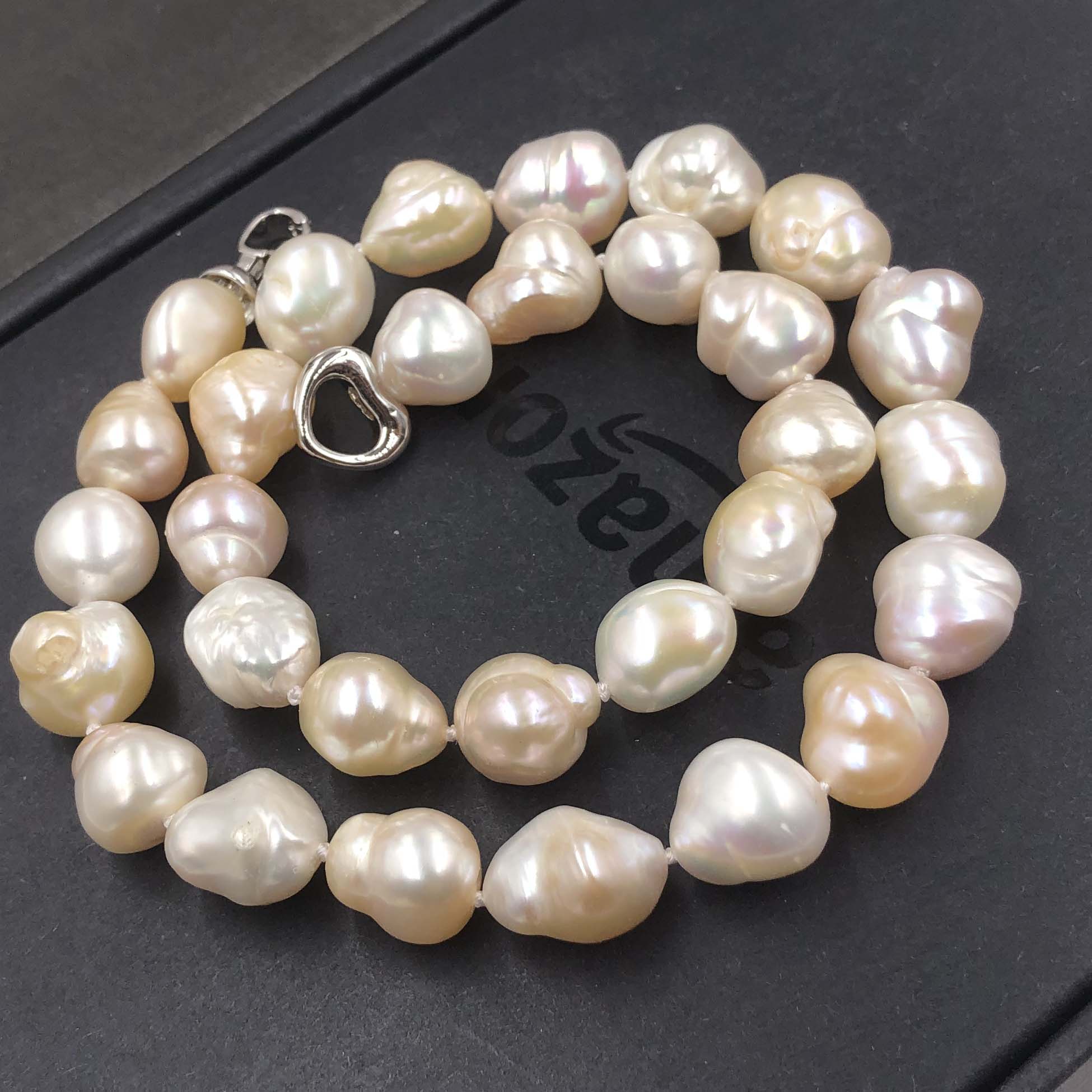 ☆ENGBROX☆ peachy pearl necklace EBNL24058 ELEISPL]12-13mm Natural Baroque Pearl Necklace 17