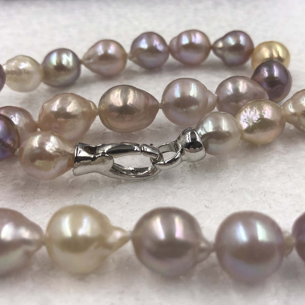 {ELEISPL] AA Natural Mix Baroque Pearl Necklace # 22010096 9-13mm