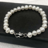 [ELEISPL]  Wholesale 20Qty White Freshwater Real Pearl Bracelets 7-8mm  #22010119