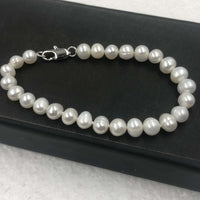 [ELEISPL]  Wholesale 20Qty White Freshwater Real Pearl Bracelets 7-8mm  #22010119