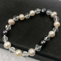 {ELEISPL] 15 Strands 6-7mm Mixed Real Pearl Bracelets Stretch Bangle #220100128