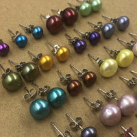 ELEISPL 100 Pairs Mixed 4-9mm Similar Multi-colours FW Pearl Studs Earrings