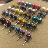 ELEISPL 100 Pairs Mixed 4-9mm Similar Multi-colours FW Pearl Studs Earrings