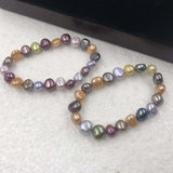 {ELEISPL] Wholesale 6 PCS Multicolours Baroque Pearl Bracelets Elastic Style Bangle  #220100160