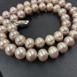 [ELEISPL]  Sterling Silver Clasp AAA Lavender Fine Pearl Necklace  #22010170