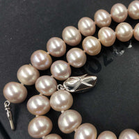 [ELEISPL]  Sterling Silver Clasp AAA Lavender Fine Pearl Necklace  #22010170