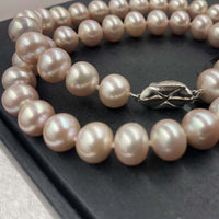 [ELEISPL]  Sterling Silver Clasp AAA Lavender Fine Pearl Necklace  #22010170