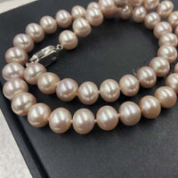 [ELEISPL]  Sterling Silver Clasp AAA Lavender Fine Pearl Necklace  #22010170