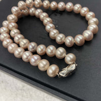 [ELEISPL]  Sterling Silver Clasp AAA Lavender Fine Pearl Necklace  #22010170