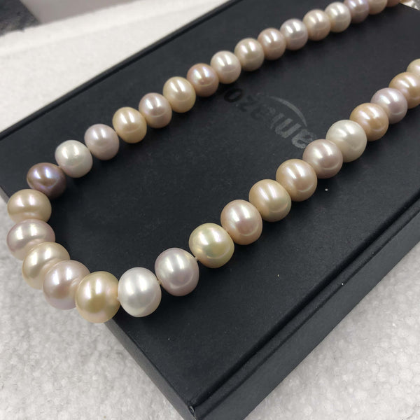 [ELEISPL]  Stunning 11-12mm Natural Mixed Freshwater Pearl Necklace  #22010171